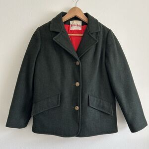 VTG Weather Winky Wool Schoolboy Blazer Coat Dark Green Kids 14/16 XL